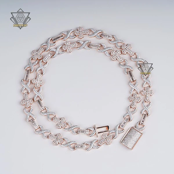 rose gold plated moissanite tennis chain